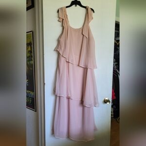H&M Pink Blush Three Tier Maxi Dress Size 10 Romantic Timeless